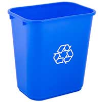 RECYCLING WASTEBASKETS with Recycling Logo Blue - 28 Quart / 7 Gallon 