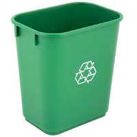 RECYCLING WASTEBASKETS with Recycling Logo Green - 41 Quart / 10 Gallon 