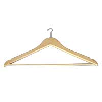 NATURAL WOOD CLOTHING HANGER SMALL OPEN HOOK Men's Suit w/notches, 18" 100/pk Flat