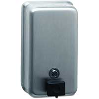 BK211 BOBRICK  #B-2111 40 OZ. SOAP DISPENSER VERTICAL, STAINLESS STEEL (1) 4.75" W x 3.5" D x 8.13" H PN:6478