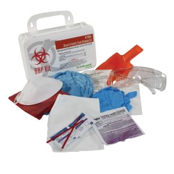 MASK, PROTECTIVE GLASSES, GLOVES AND MORE IN CLEAN UP KIT 12 safety items in plastic case (Includes gloves, mask, etc.)