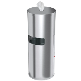 STAY SAFE™ WIPER DISPENSER AND TRASH RECEPTACLE COMBO Stainless Steel 
