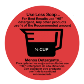 "USE LESS SOAP" WASHER DECAL BLACK PRINTING ON RED 1/2 CUP 