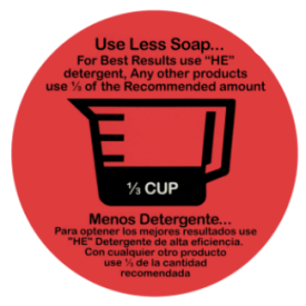 "USE LESS SOAP" WASHER DECAL BLACK PRINTING ON RED 1/3 CUP 