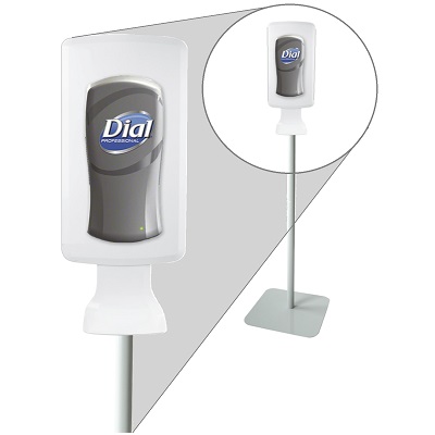 DIAL® FIT™ TOUCH FREE DISPENSER FLOOR STAND Color white/light gray 