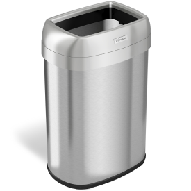 STAINLESS STEEL OPEN TOP TRASH CAN Oval 13 Gallon 