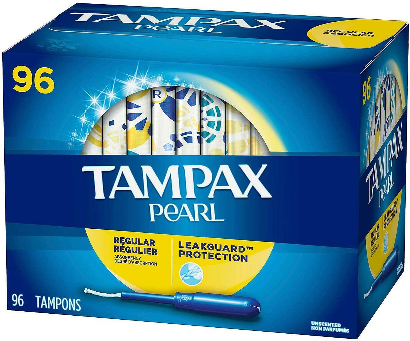 TAMPAX PEARL TAMPONS REGULAR, UNSCENTED Packed 96 