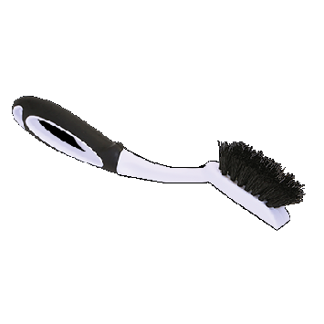 HAND HELD GROUT BRUSH WITH GRIP HANDLE 10.75" L White Plastic Handle 7/8" Black Nylon Bristle...