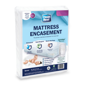 CLEANREST® WATERPROOF MATTRESS ENCASEMENT Queen 60"x80"x9" packed 3