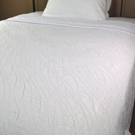 POLYESTER COVERLET IMPRESSIONS WAVE 112x98" White packed 6 per case