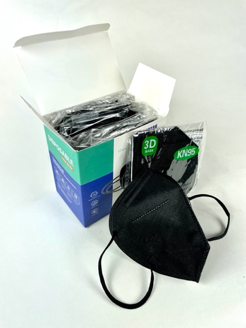 BLACK KN95 FLEX FOLD RESPIRATOR MASKS Packed 50 per box 