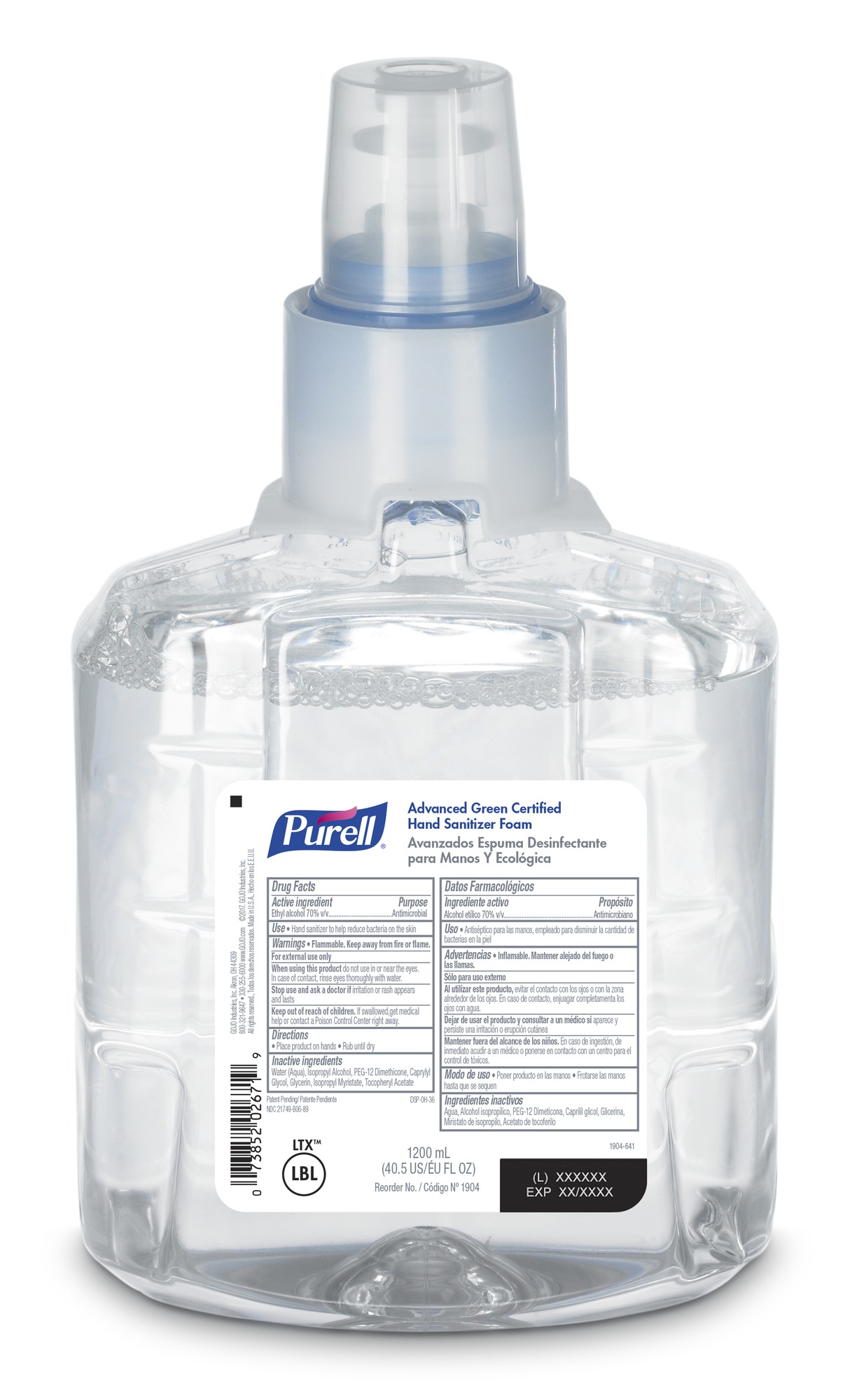 GOJO PURELL FOAM HAND SANTIZER FRANGRANCE LTX-12 Packed 2/1200ml 